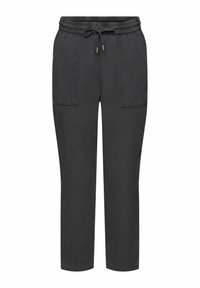 Schwarze Jogginghosen mit elastischem Bund und Kordelzug. Verfügt über zwei Fronttaschen und ein gerades Bein-Design, aus weichem Stoff gefertigt.