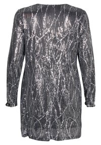 Zizzi LANGÄRMLIGES PAILLETTEN MIT MUSTER - Koktailové šaty/večierkové šaty - silver sequins