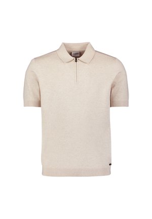 NO EXCESS, FINE KNIT ZIP POLO - Poloshirt - stone