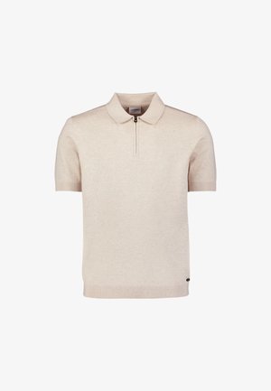 NO EXCESS, FINE KNIT ZIP POLO - Poloshirt - stone