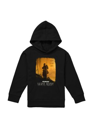 Black hoodie featuring a yellow-toned graphic of a person holding a crossbow with text "Hope is not lost" and "Walking Dead Daryl Dixon."