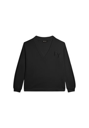 CON SPALLA SCESA E DETTAGLI RICAMATI - Felpa - black