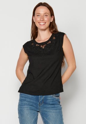 SHORT SLEEVE PLEAS - Bluza - black