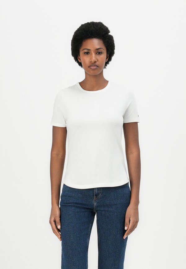 STAMP LOGO SLIM TEE - Print T-shirt - ecru