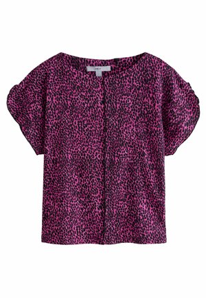 Krátký rukáv top v živé růžové barvě s leopardím vzorem. Disponuje kulatým výstřihem a volným střihem, vyrobený z lehkého materiálu.