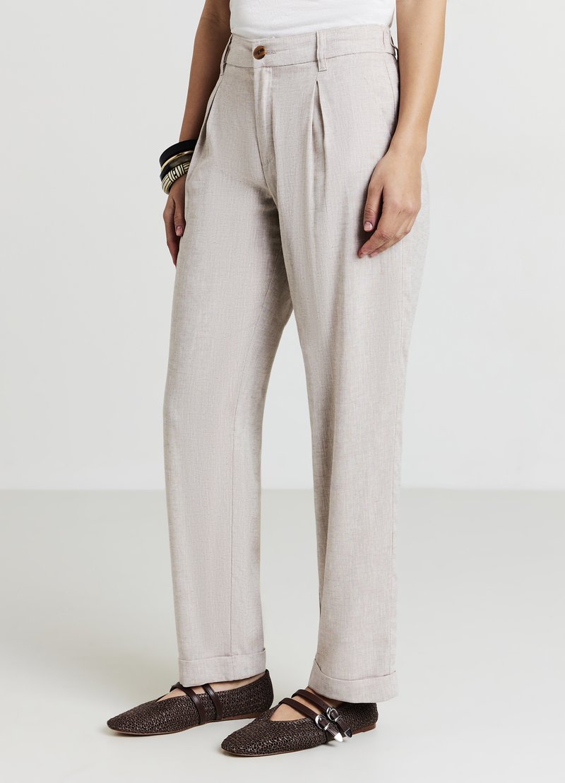 Calliope TASCHE ALLA FRANCESE MISTO - Pantalon classique - avorio melange