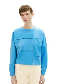 TOM TAILOR DENIM CROPPED PATCHWORK  - Sweatshirt - rainy sky blue