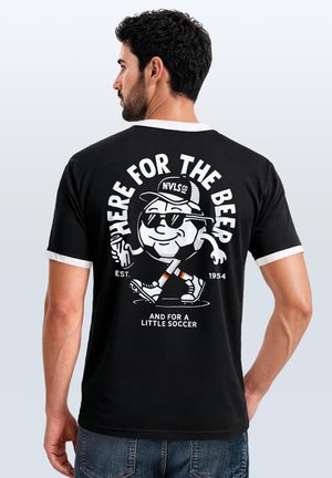 Neverless, HERREN T-SHIRT RETRO KONTRASTBUND - DESIGN FUSSBALL COMIC - - Print T-shirt - schwarz-weiß