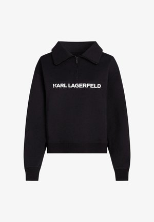 KARL LAGERFELD, KARL LAGERFELD LOUNGEWEAR TOP LOGO ATHLEISURE HALF-ZIP - Haut de pyjama - black