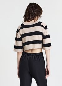 Calliope CROP A RIGHE - T-shirt con stampa - var ultrablack