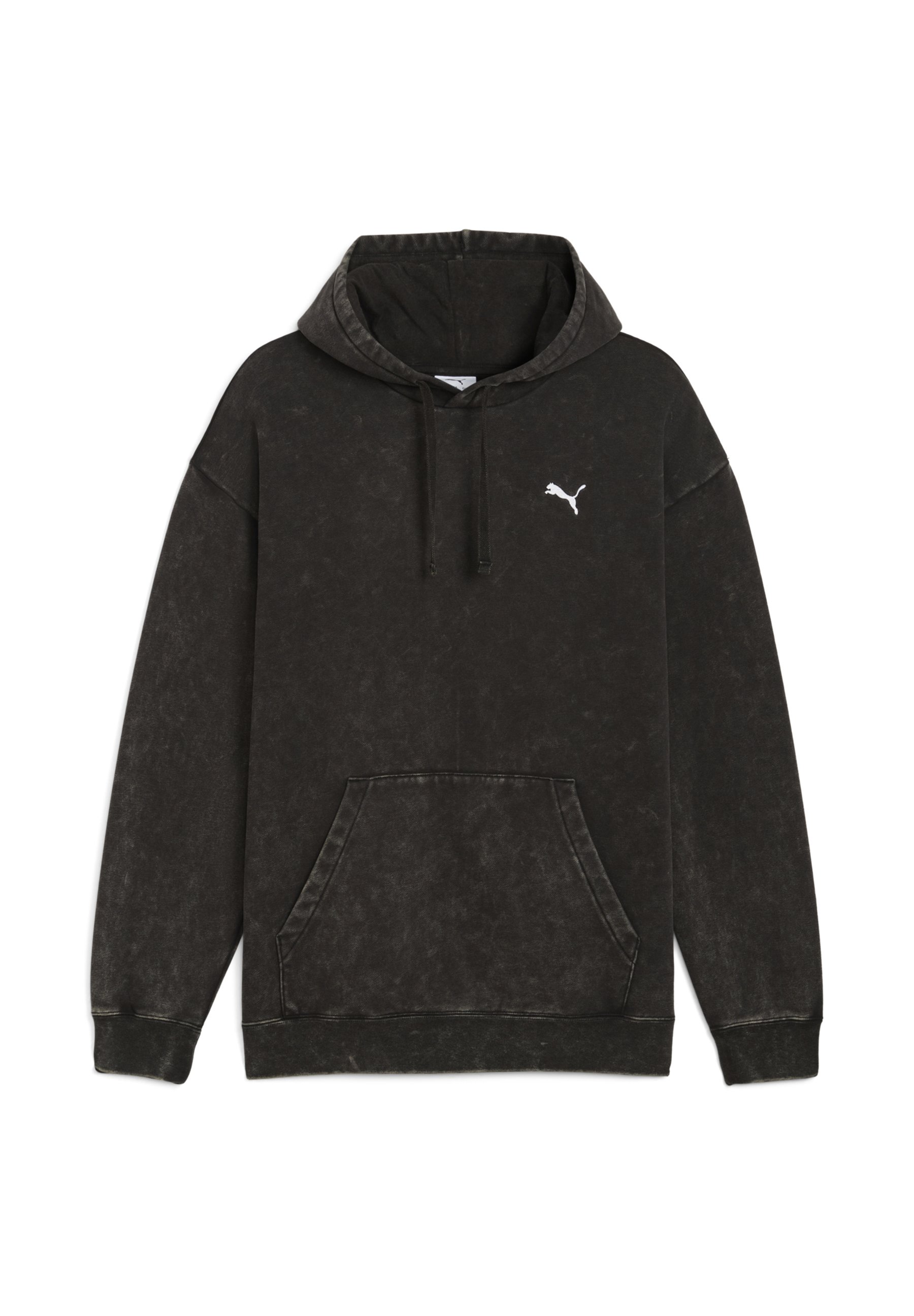 Puma ESSENTIALS ELEVATED RELAXED WASH - Mikina s kapucí - black