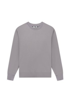 Lichtgrijze sweatshirt met een ronde hals en lange mouwen. Zachte stof, ribgebreide manchetten en zoom, met een eenvoudig, onopgemaakt ontwerp.