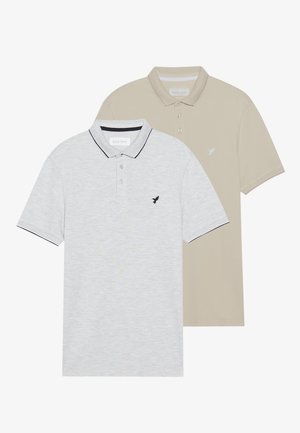 2 PACK SLIM - Poloskjorter - oatmeal/grey melange