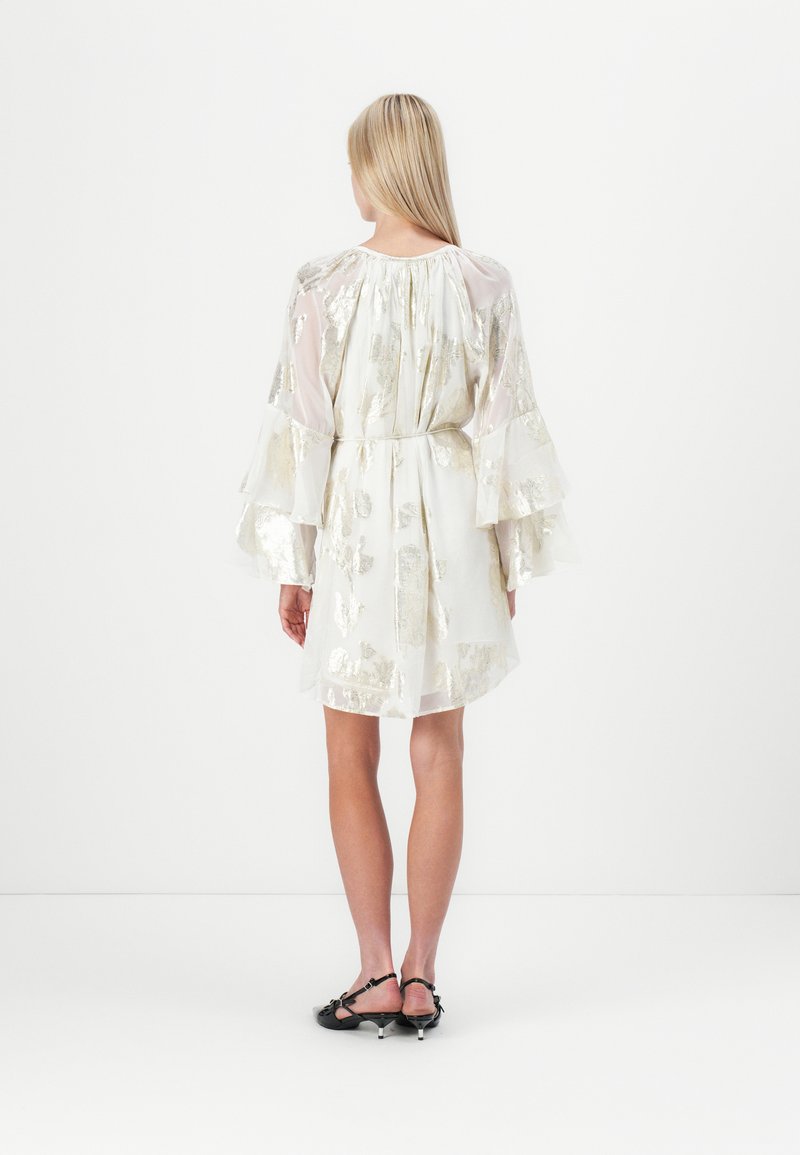 Vero Moda VMCHILI SHORT FRILL DRESS - Cocktail dress / Party dress - cloud  dancer/gold-coloured/off-white - Zalando.ie