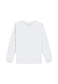 Witte lange mouwen T-shirt van katoen, met een ronde hals en elastische manchetten, zonder zichtbare graphics of patronen.