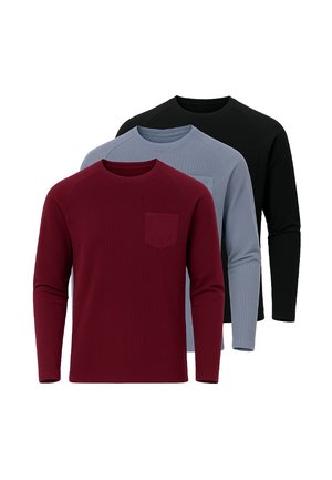 SET OF 3  - Langarmshirt - black burgundy blue