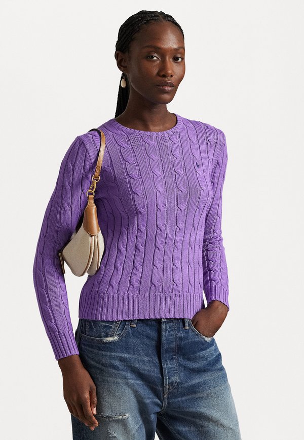 CABLE KNIT COTTON CREWNECK SWEATER - Jumper - spring violet