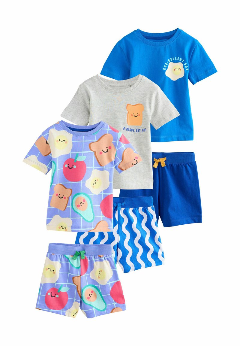 Next - REGULAR FIT - SHORT 3 PACK SET - Nachtwäsche Set - blue grey breakfast, Vergrößern