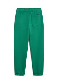 Groene sweatpants met een zachte textuur, elastische tailleband en een enkele achterzak. Geribbelde boorden bij de enkels.