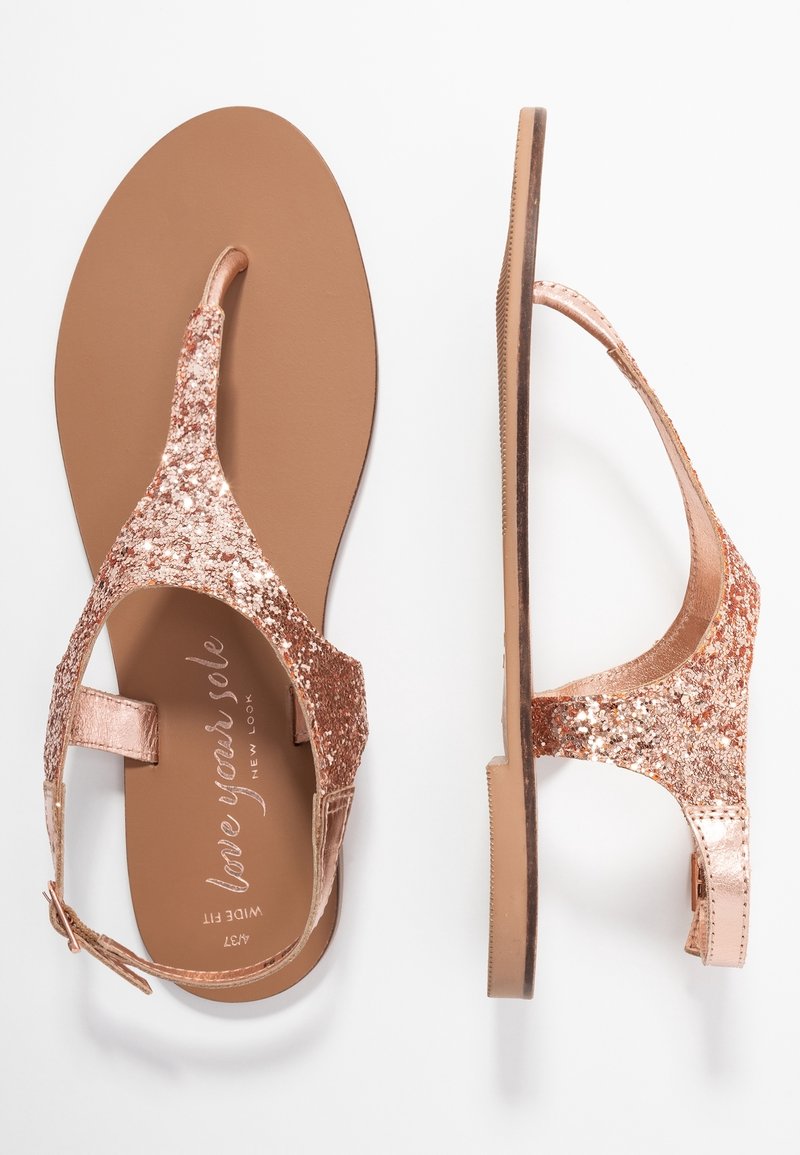 New Look Wide Fit T-bar sandals rose gold-coloured (Pre-owned