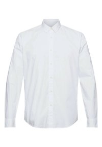 Chemise blanche à manches longues boutonnée avec col pointu et poignets, présentée de face sur un fond blanc.