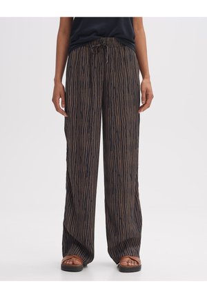 OPUS WIDE LEG  MANILO STRIPE - Trousers - coal blue