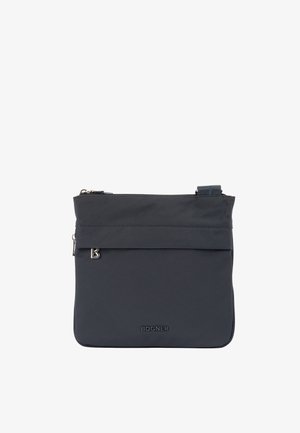 Compatta borsa a tracolla grigio scuro con tasca frontale con cerniera, tiretto della cerniera argentato e logo "BOGNER" in rilievo al centro in basso.