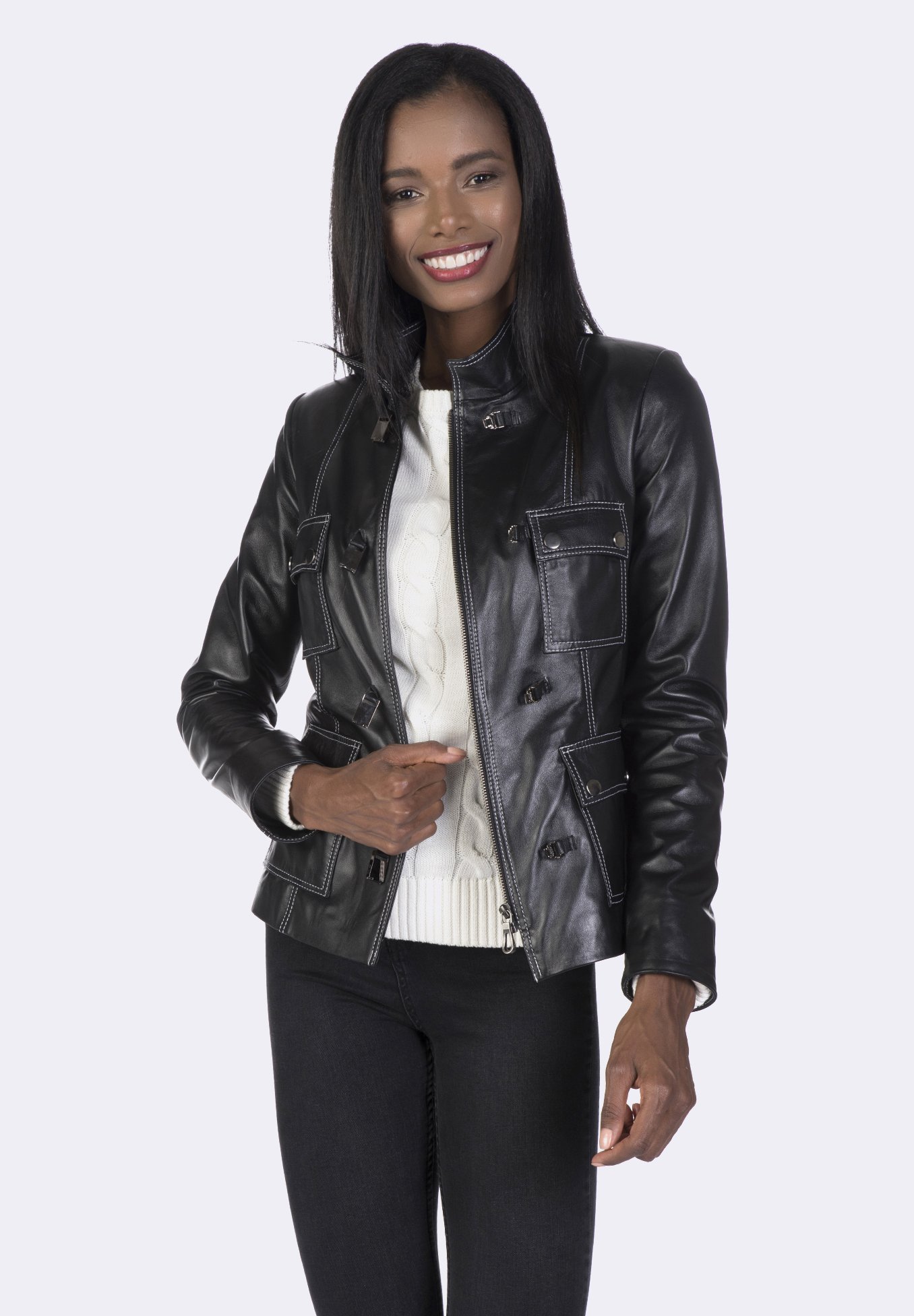 Giorgio Di Mare Leather jacket, Women's, Size: 44, Black