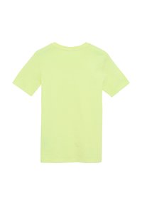 Korte mouwen t-shirt van lichtgele katoen. Ronde hals ontwerp met een gladde textuur en zonder zichtbare patronen of accenten. Achteraanzicht weergegeven.