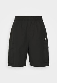 Svarta cargoshorts med resår i midjan, två sidofickor och en liten logga på vänstra fickan. Tillverkade av lättviktigt tyg.