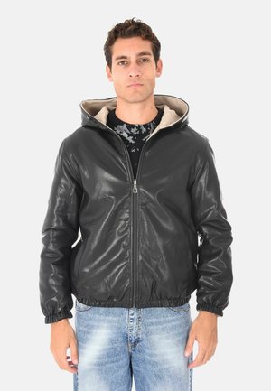 DOUBLE-FACE - Giacca in similpelle - beige e/nero