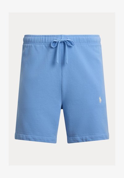 Ανοιχτό μπλε casual σορτς με ελαστική μέση, κορδόνι στη μπροστινή πλευρά και μικρό λευκό κεντημένο λογότυπο στο δεξί πόδι.