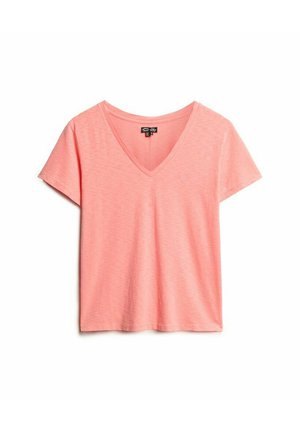 Superdry & Co EMBROIDERED V NECK  - T-shirt basic - peach amber pink