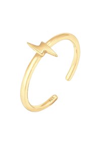 Goldfarbener verstellbarer Armreif mit einem Blitzen-Akzent. Hergestellt aus 925 Sterling Silber, mit einer glatten, polierten Oberfläche.