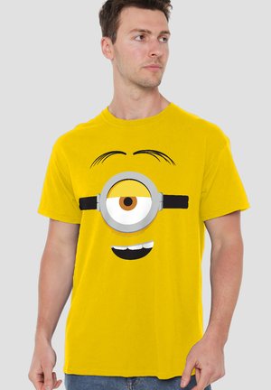 Universal Studios, MINIONS STUART FACE - Print T-shirt - yellow