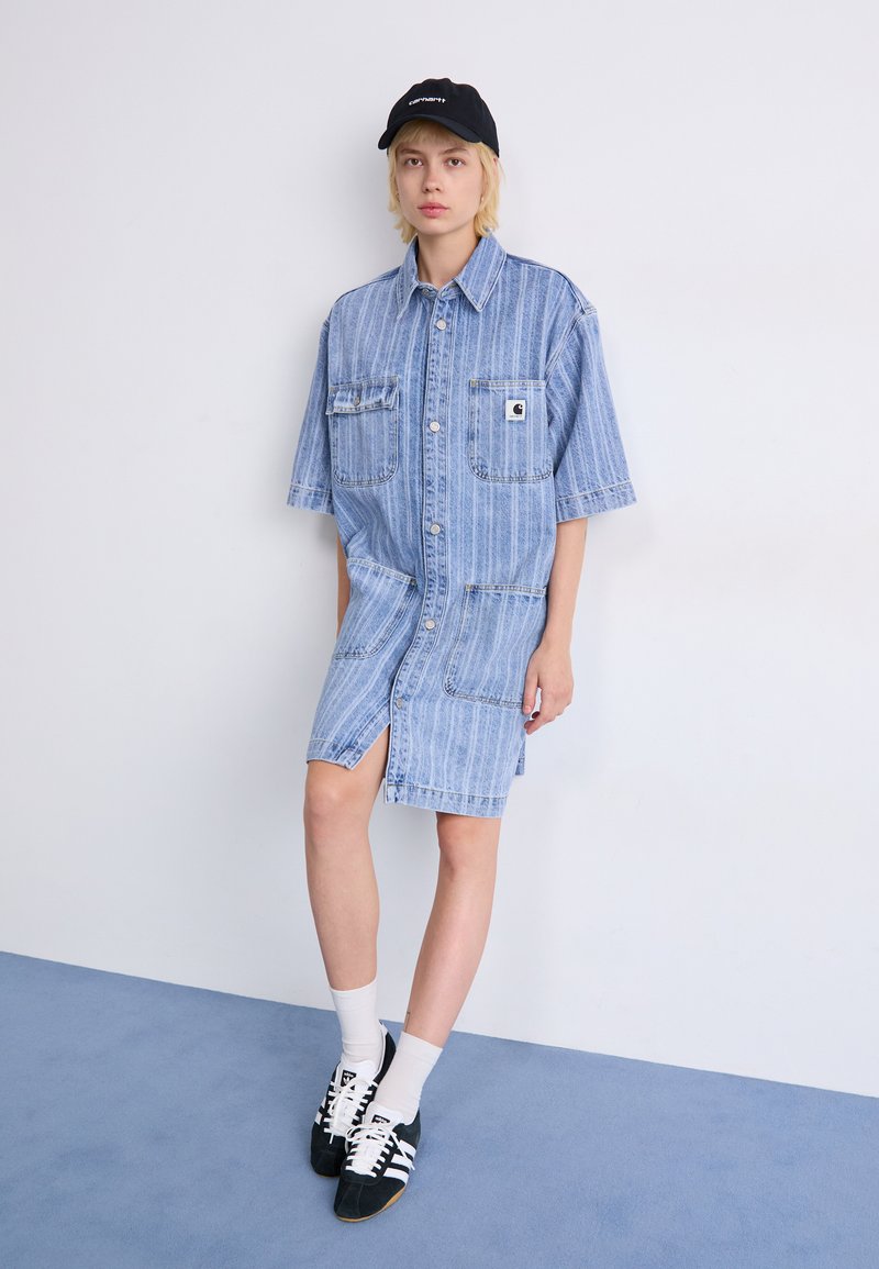carhartt denim dress Carhartt WIP Women's Rylan Dress, Rylan Stripe, Blue