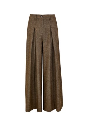 Apricot, HERRINGBONE TWEED WIDE-LEG TROUSERS - Pantalones - brown