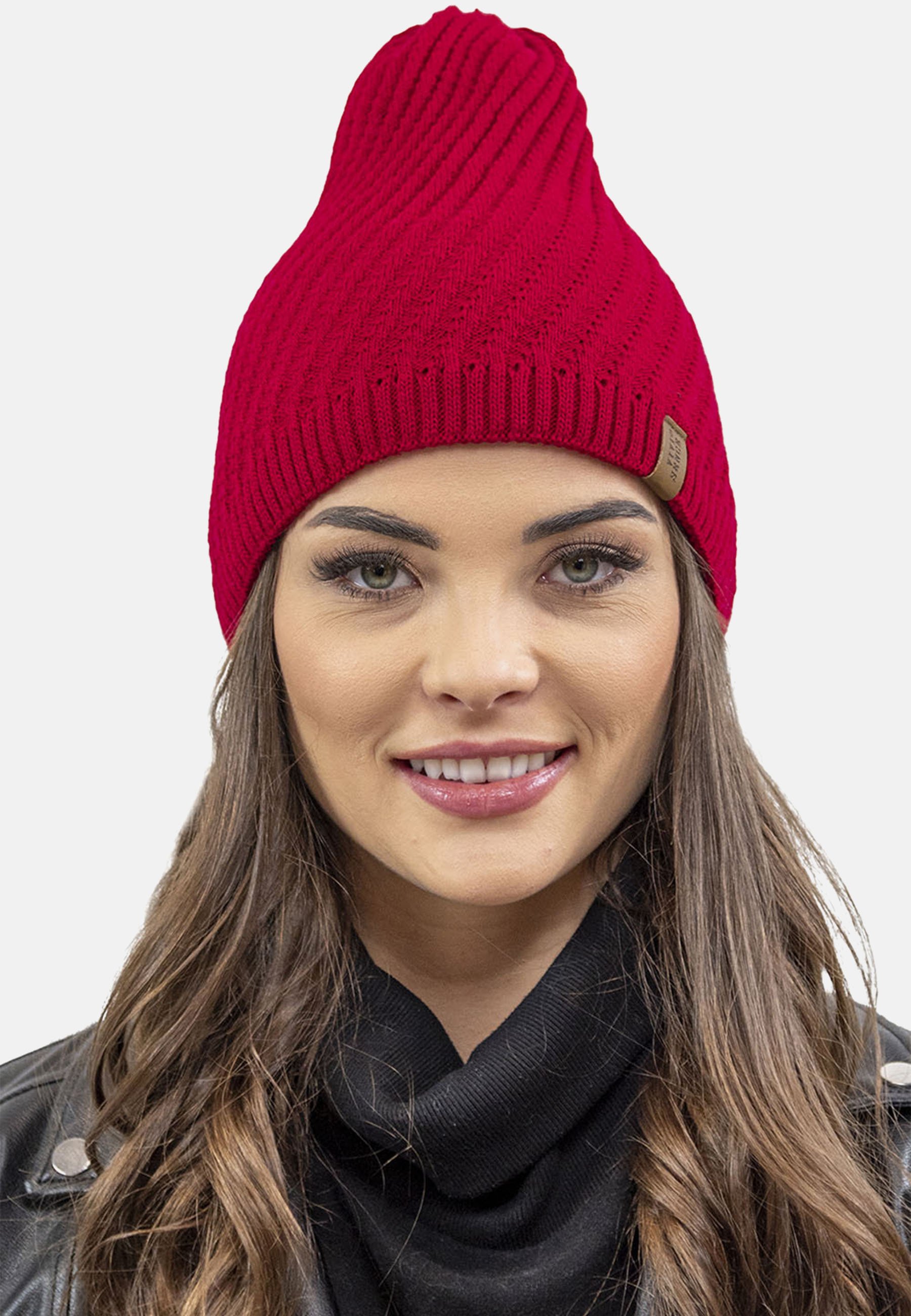 VIVISENCE Baskenmütze Damen Mit Blume - Warme Wintermütze | 50% Acryl 30% Wolle