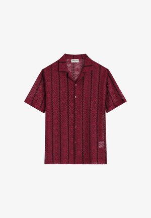 FRILIVIN, CHEMISE RAYÉE COL CUBAIN - Chemise - bordeaux