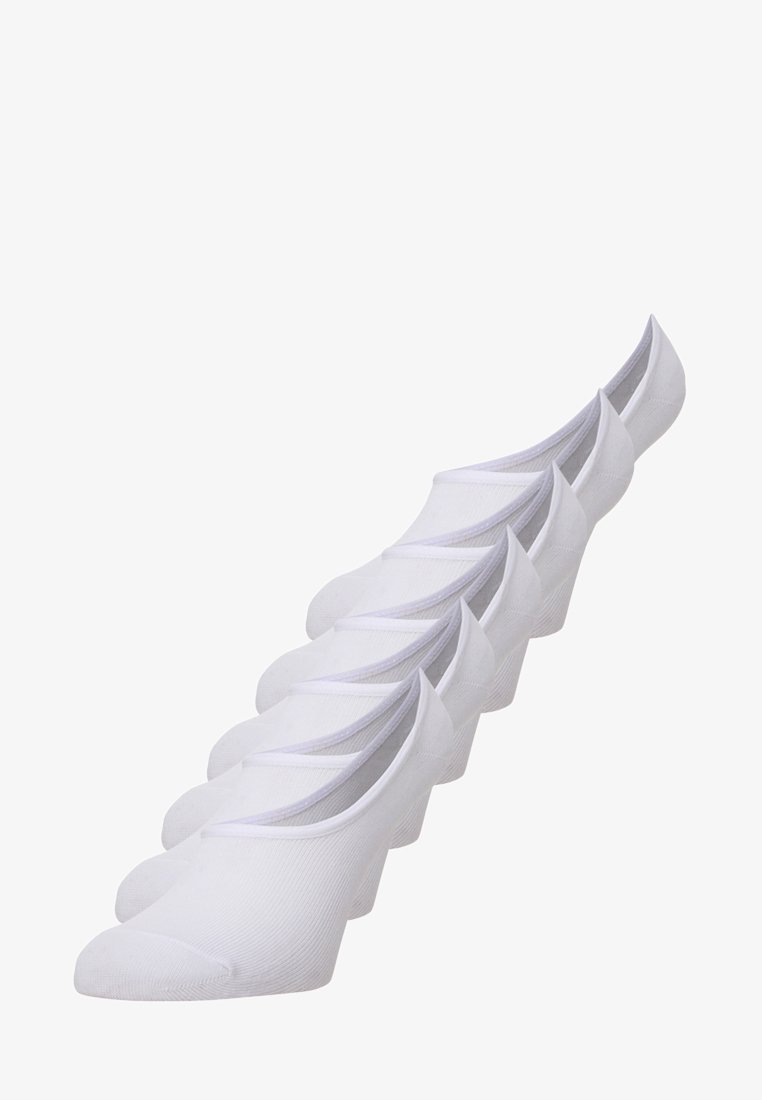 Weisse Sneaker-Socken ohne sichtbare Ränder aus strukturiertem Stoff mit einem tiefen Schnitt. Sie sind mit einer verstärkten Zehenpartie und einem elastischen Bündchen für einen sicheren Sitz ausgestattet.