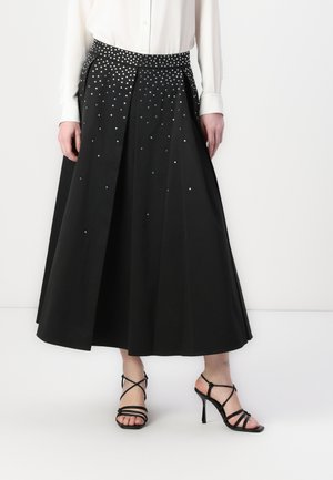 EMBELLISHED MIDI SKIRT - Pleated skirt - black