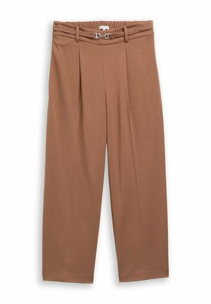 TOM TAILOR, TOM TAILOR HOSEN & CHINO CROPPED STRAIGHT  HOSE MIT GÜRTEL - Stoffhose - camel