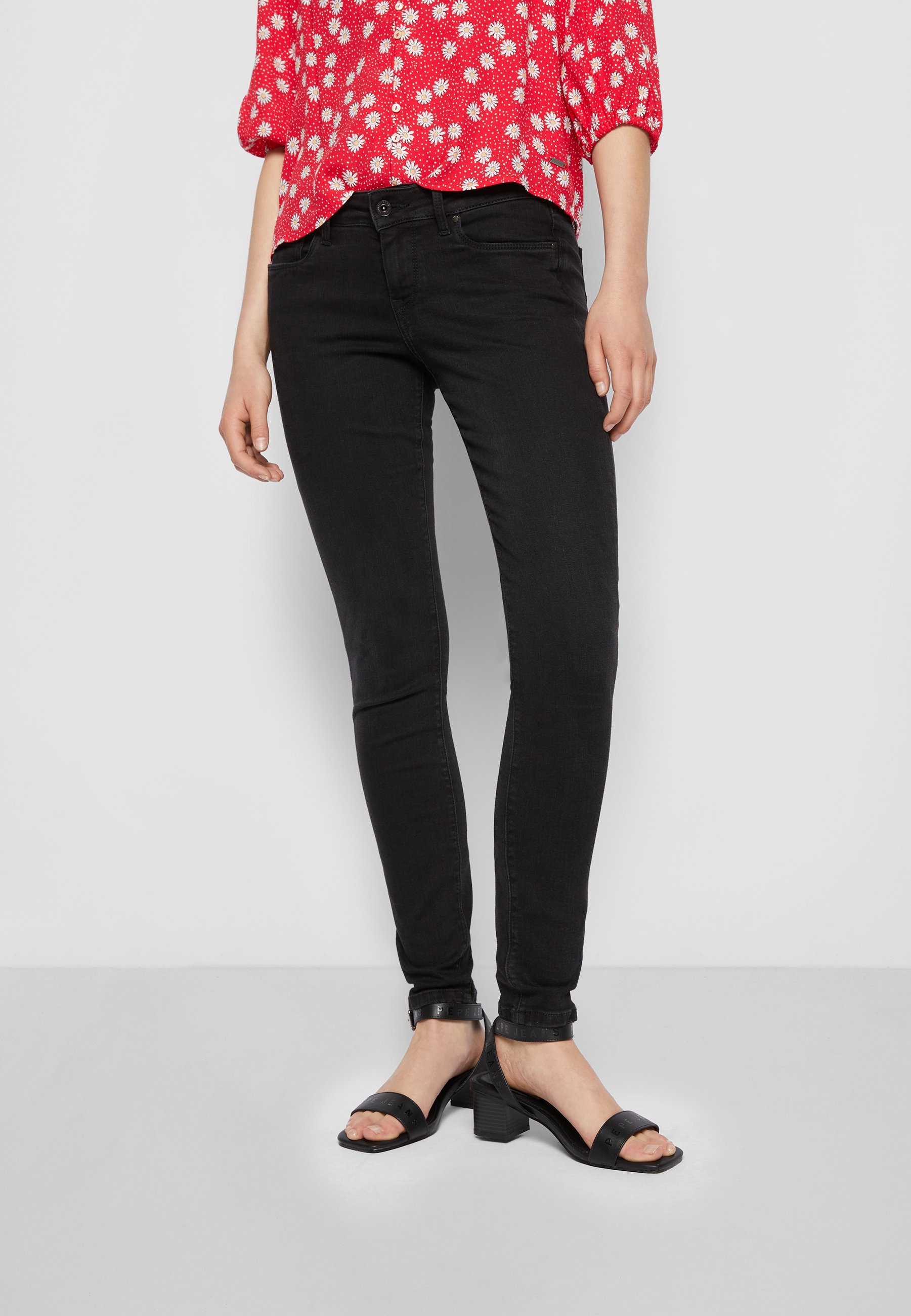 PEPE JEANS Jeans Skinny Soho - Vita Bassa, Denim Elasticizzato Nero, Taglia 30