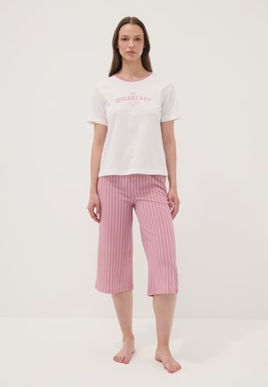 OVS, PYJAMAS WITH CROPPED TROUSERS SET - Pyjama - white pink