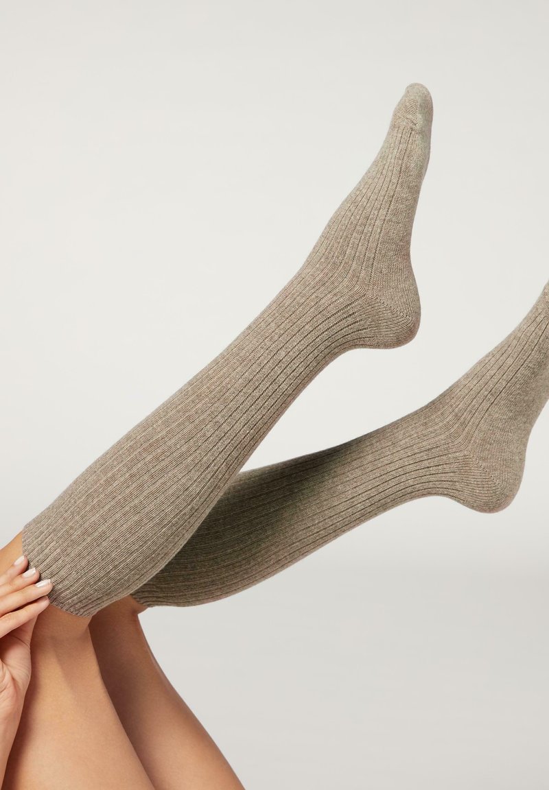 Calzedonia RIBBED LONG - Knæstrømper - hautfarben natural