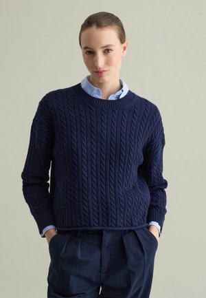 WITH CABLE DESIGN - Maglione - dark blue