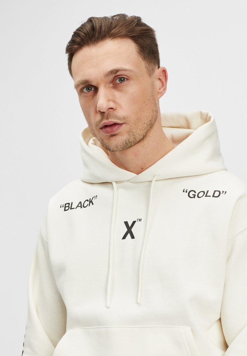 black and gold off white hoodie