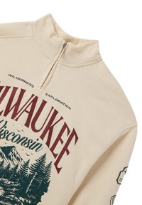 Terranova OVER A COLLO ALTO CON HALF ZIP E STAMPA MONTAGNA - Felpa - avorio