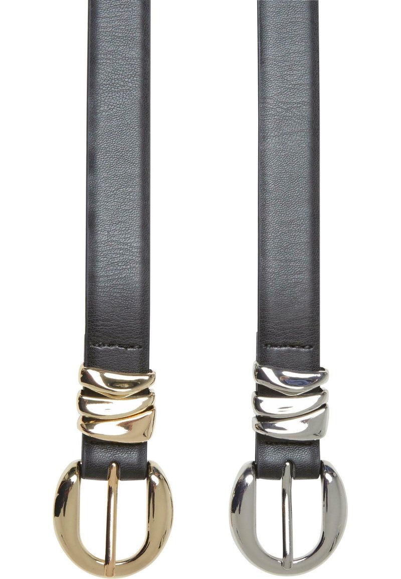 Urban Classics CHUNKY 2-PACK Belt black gold black silver