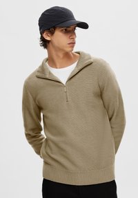 Selected Homme SLHAXEL HALF ZIP - Pulover - mermaid detail:melange